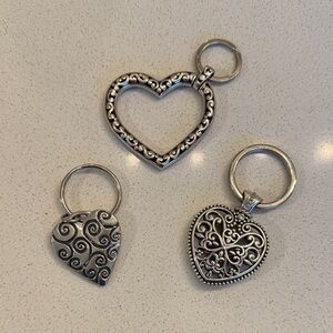 Silver Heart Keychains Set
